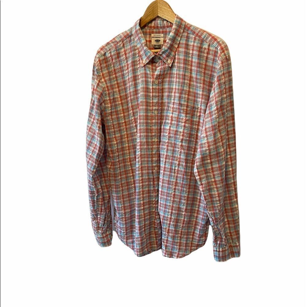 MENS OLD NAVY Plaid Slim Fit Casual Collared Shirt